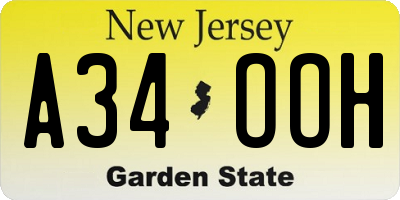 NJ license plate A34OOH