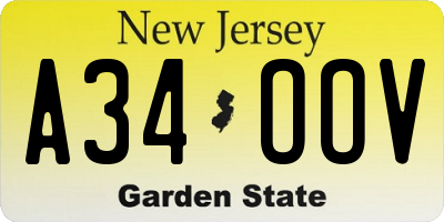 NJ license plate A34OOV