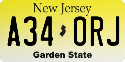 NJ license plate A34ORJ