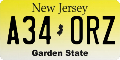 NJ license plate A34ORZ