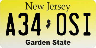 NJ license plate A34OSI