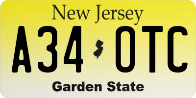 NJ license plate A34OTC