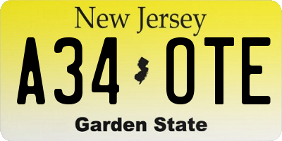 NJ license plate A34OTE