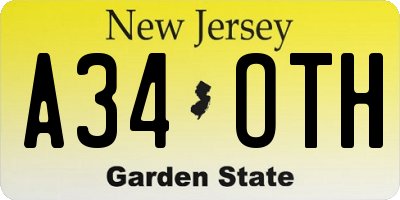 NJ license plate A34OTH