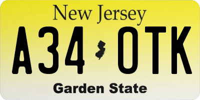 NJ license plate A34OTK