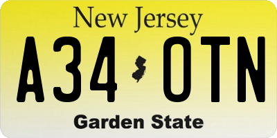 NJ license plate A34OTN