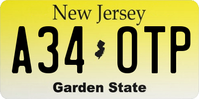NJ license plate A34OTP