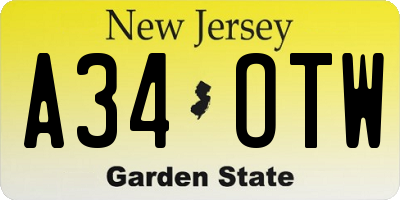 NJ license plate A34OTW