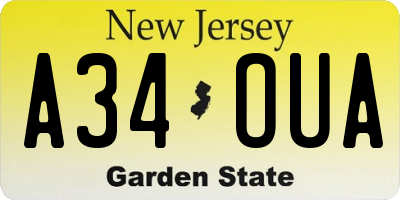 NJ license plate A34OUA