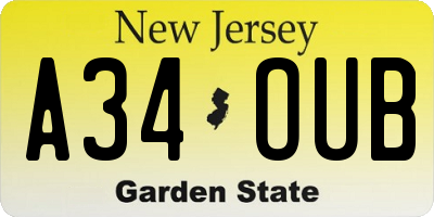 NJ license plate A34OUB