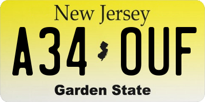 NJ license plate A34OUF