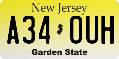 NJ license plate A34OUH