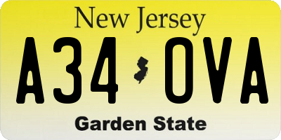 NJ license plate A34OVA