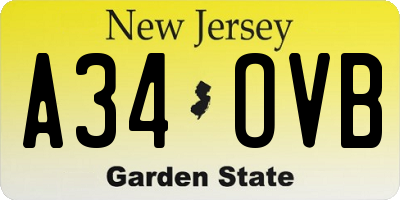 NJ license plate A34OVB