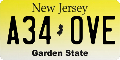 NJ license plate A34OVE