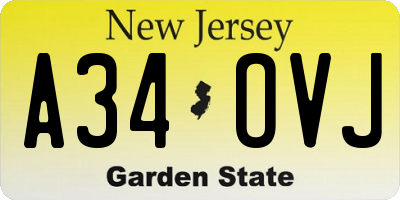 NJ license plate A34OVJ