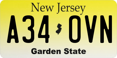 NJ license plate A34OVN