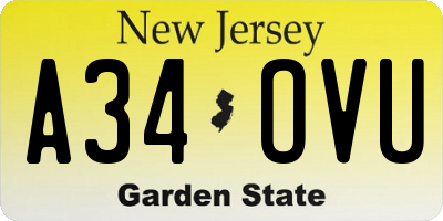 NJ license plate A34OVU