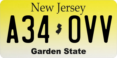 NJ license plate A34OVV