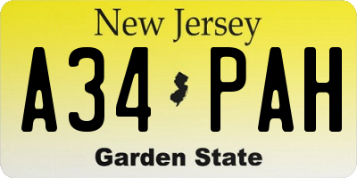 NJ license plate A34PAH