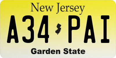 NJ license plate A34PAI