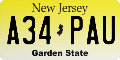 NJ license plate A34PAU