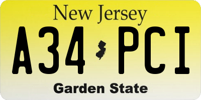 NJ license plate A34PCI