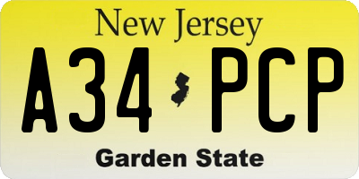 NJ license plate A34PCP