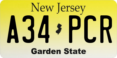 NJ license plate A34PCR
