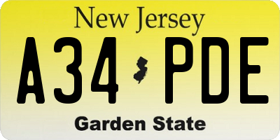NJ license plate A34PDE