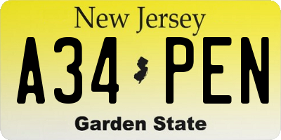 NJ license plate A34PEN