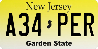 NJ license plate A34PER