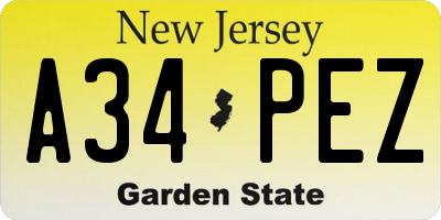 NJ license plate A34PEZ