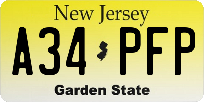 NJ license plate A34PFP