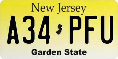 NJ license plate A34PFU
