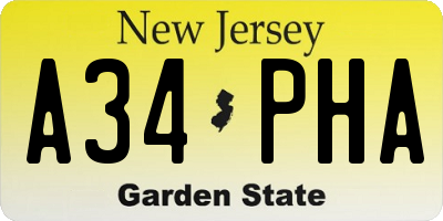 NJ license plate A34PHA