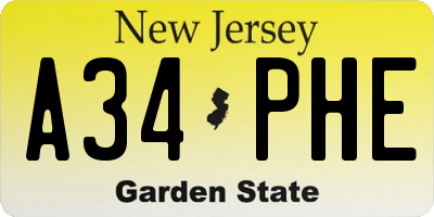 NJ license plate A34PHE