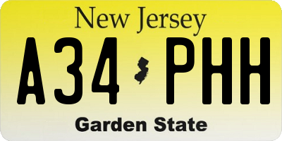 NJ license plate A34PHH