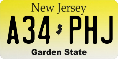 NJ license plate A34PHJ
