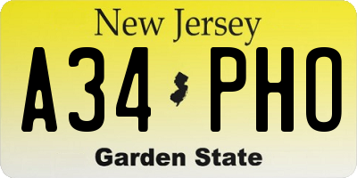 NJ license plate A34PHO