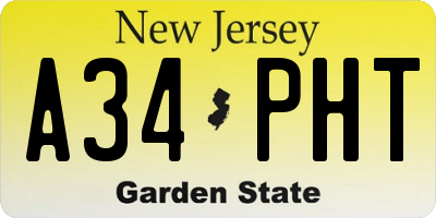 NJ license plate A34PHT