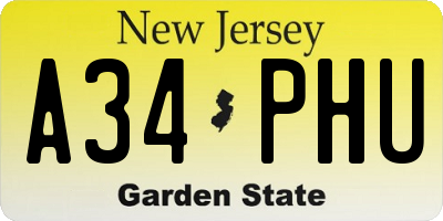 NJ license plate A34PHU