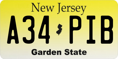 NJ license plate A34PIB