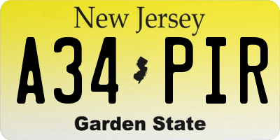 NJ license plate A34PIR
