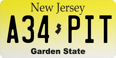 NJ license plate A34PIT