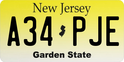 NJ license plate A34PJE