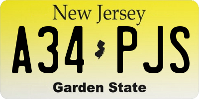 NJ license plate A34PJS