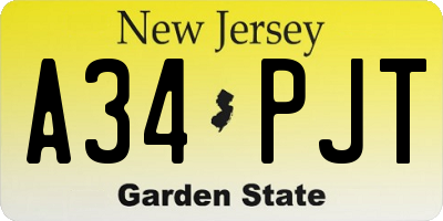 NJ license plate A34PJT