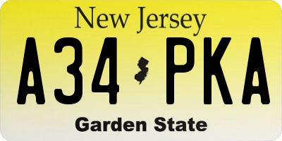 NJ license plate A34PKA