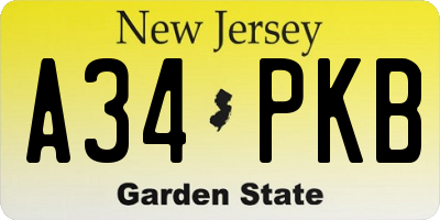 NJ license plate A34PKB